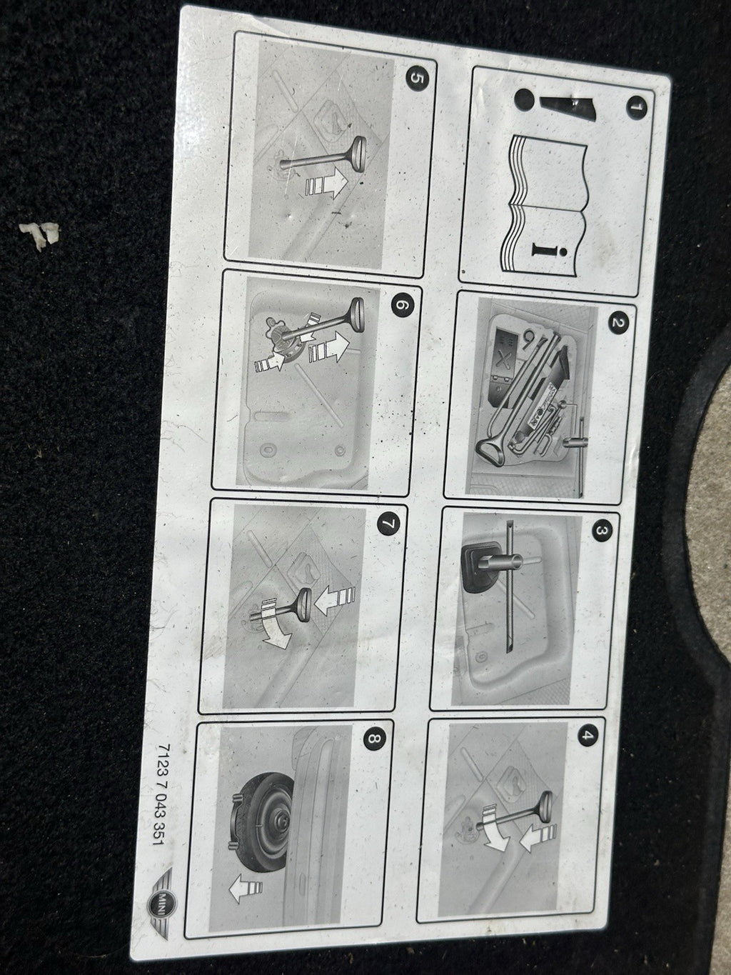 2007-2015 Mini Cooper Rear Trunk Floor Panel Cover 71237043351 OEM