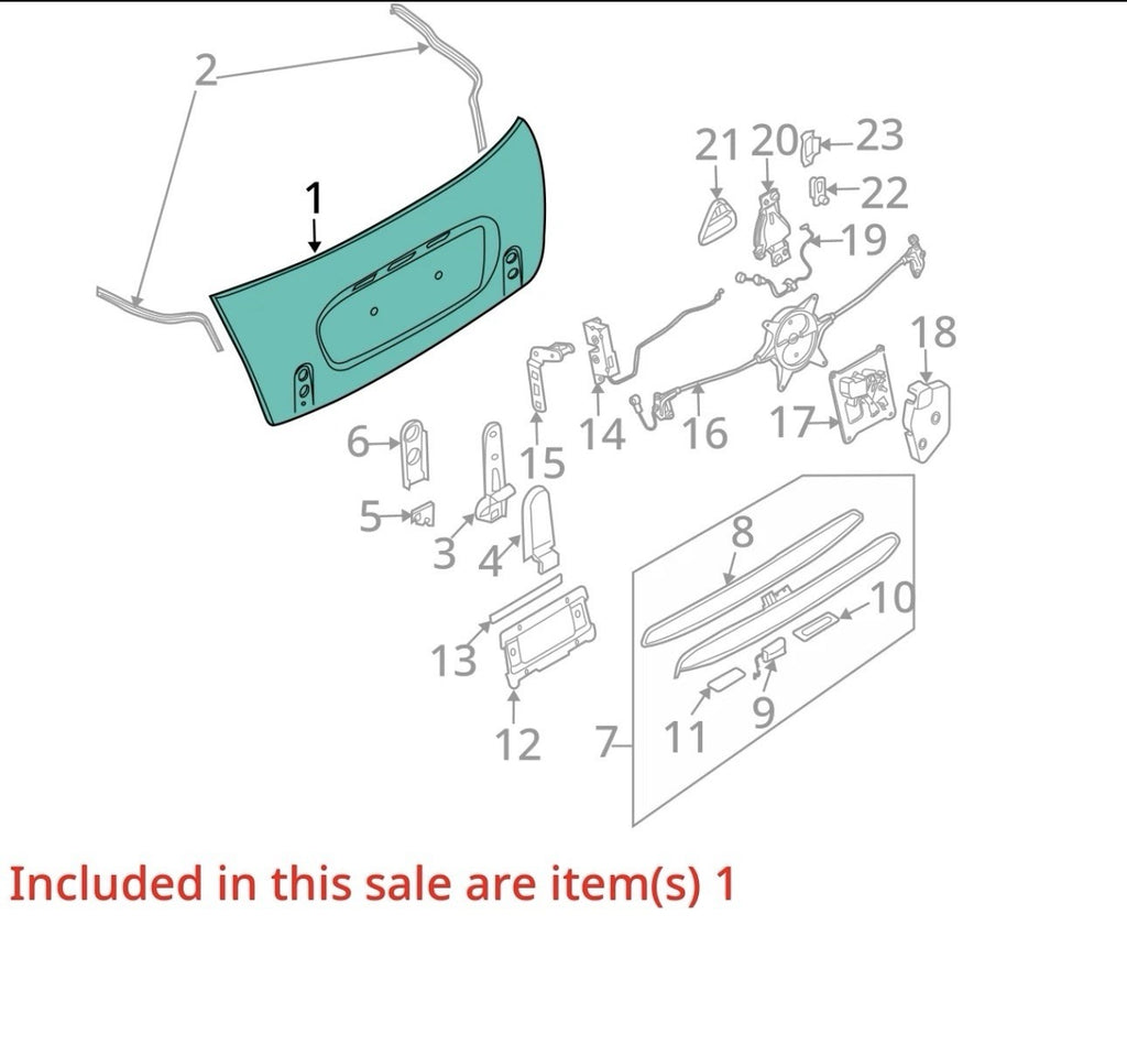 Mini Cooper Convertible Rear Trunk Lid Tailgate Blue 05-08 R52