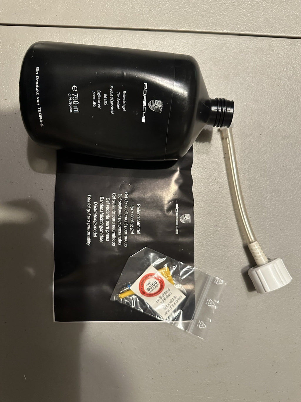 2005-2012 PORSCHE BOXSTER 987 FLAT TIRE EMERGENCY TOOL ROADSIDE SEALANT KIT OEM