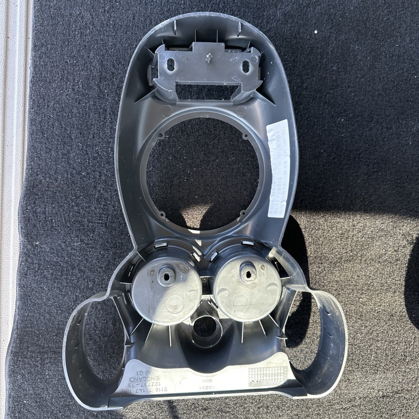 2005 Mini Cooper Convertible Center Console Cup Holder Trim Shifter Cover Black