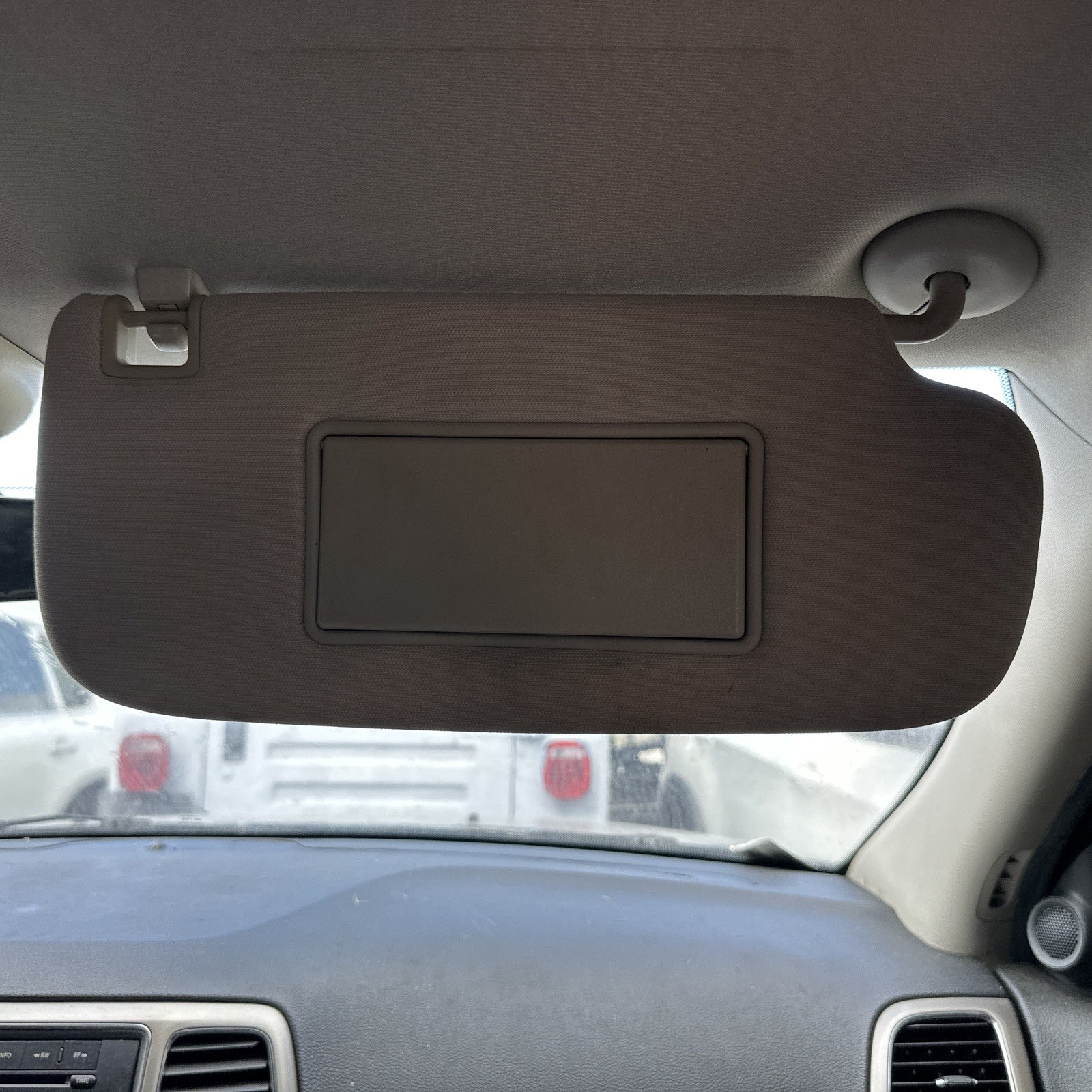 2011-2020 Jeep Grand Cherokee Driver & Passenger tan cloth illuminated Sun Visor