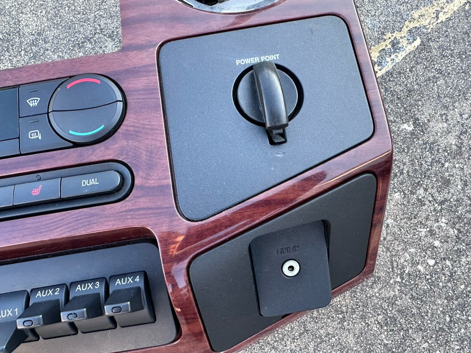 08-10 Ford F350 Super Duty KING RANCH Wood Dash Bezel Trim w AC / Aux Controls