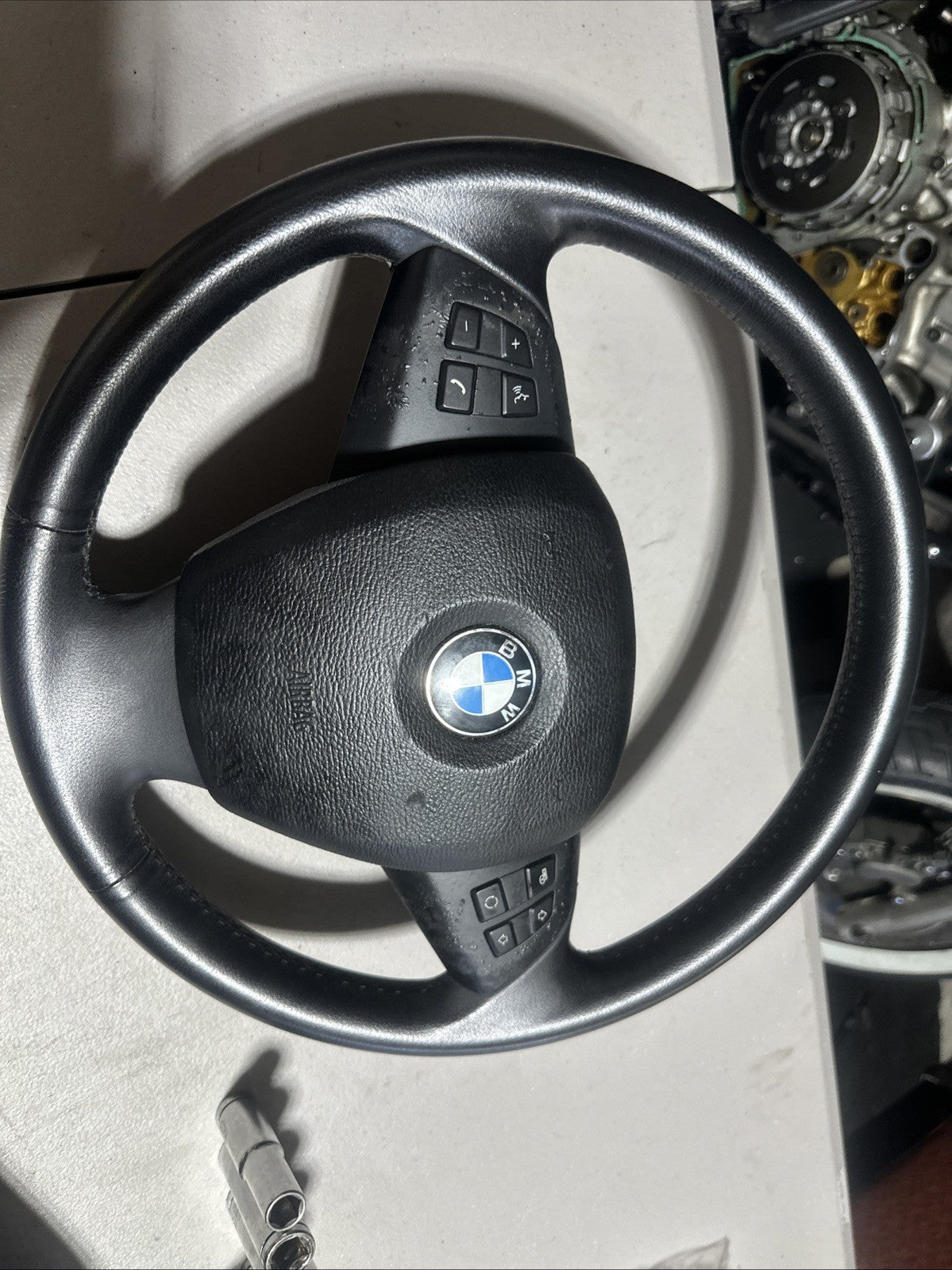 2007-2013 bmw x5 e70e steering wheel black with switch knob control oem