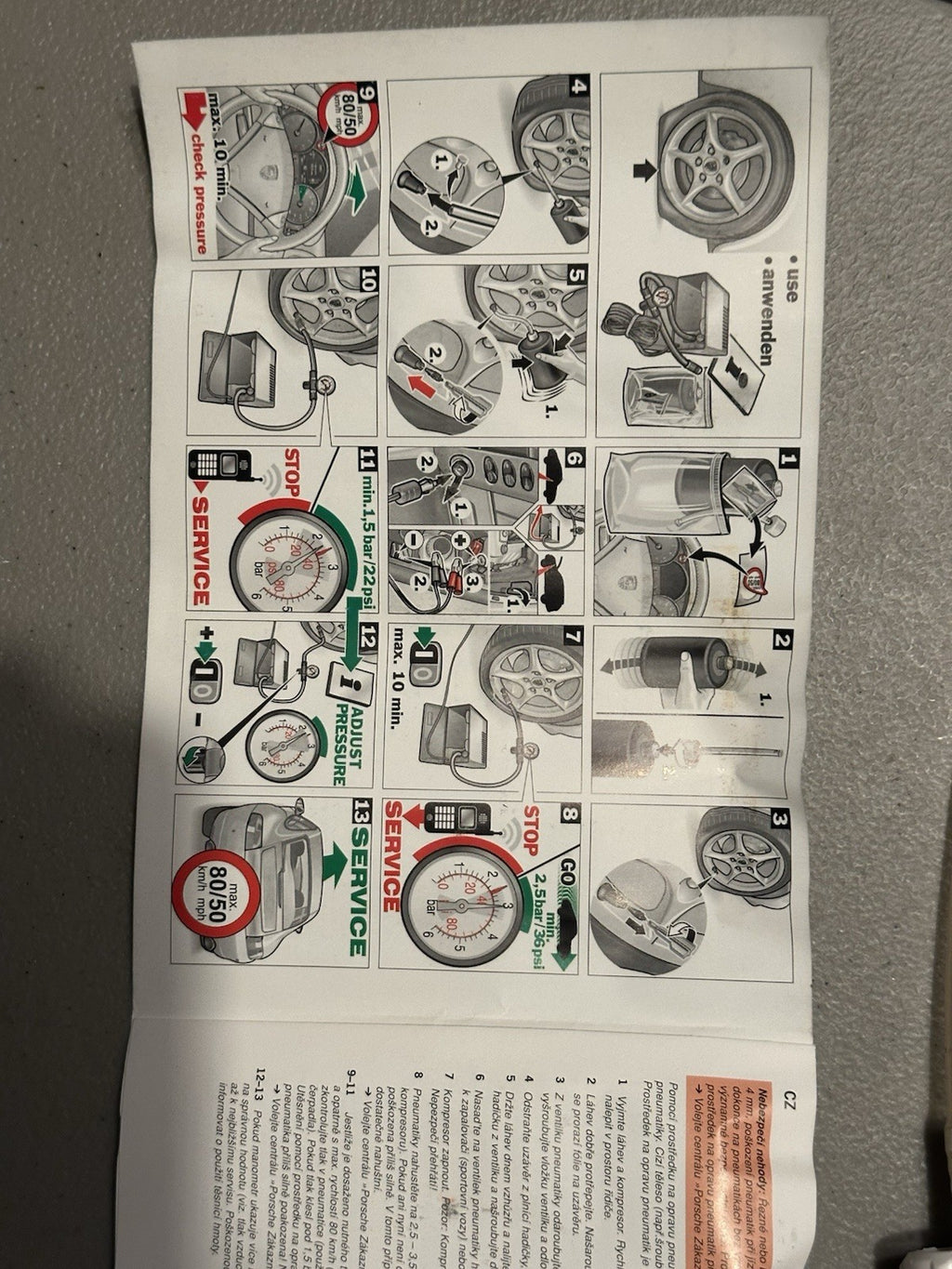 2005-2012 PORSCHE BOXSTER 987 FLAT TIRE EMERGENCY TOOL ROADSIDE SEALANT KIT OEM