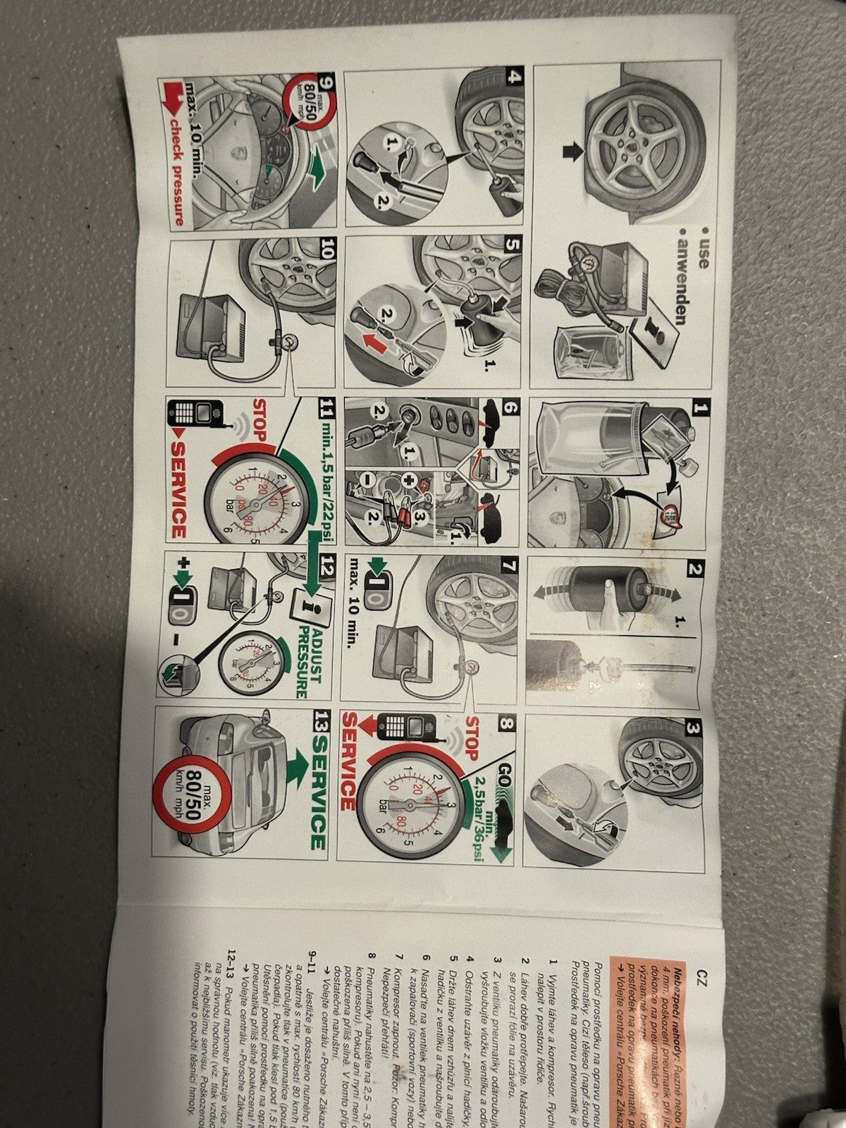 2005-2012 PORSCHE BOXSTER 987 FLAT TIRE EMERGENCY TOOL ROADSIDE SEALANT KIT OEM