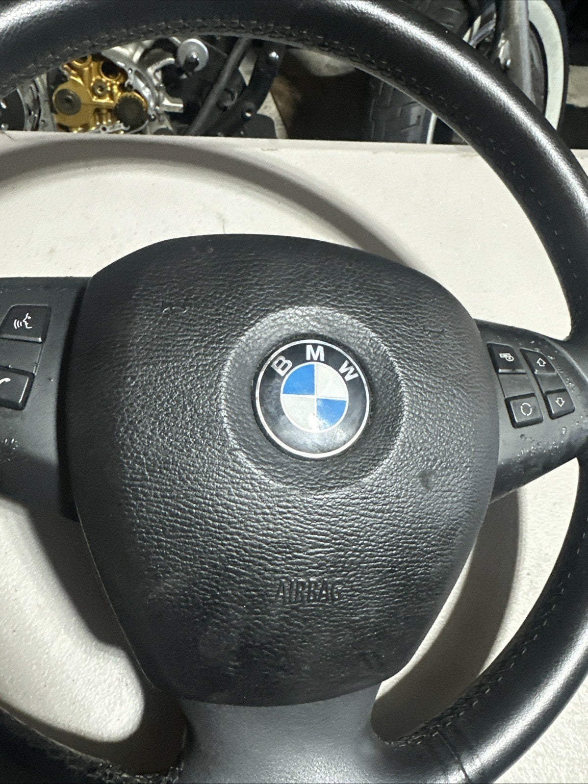2007-2013 bmw x5 e70e steering wheel black with switch knob control oem