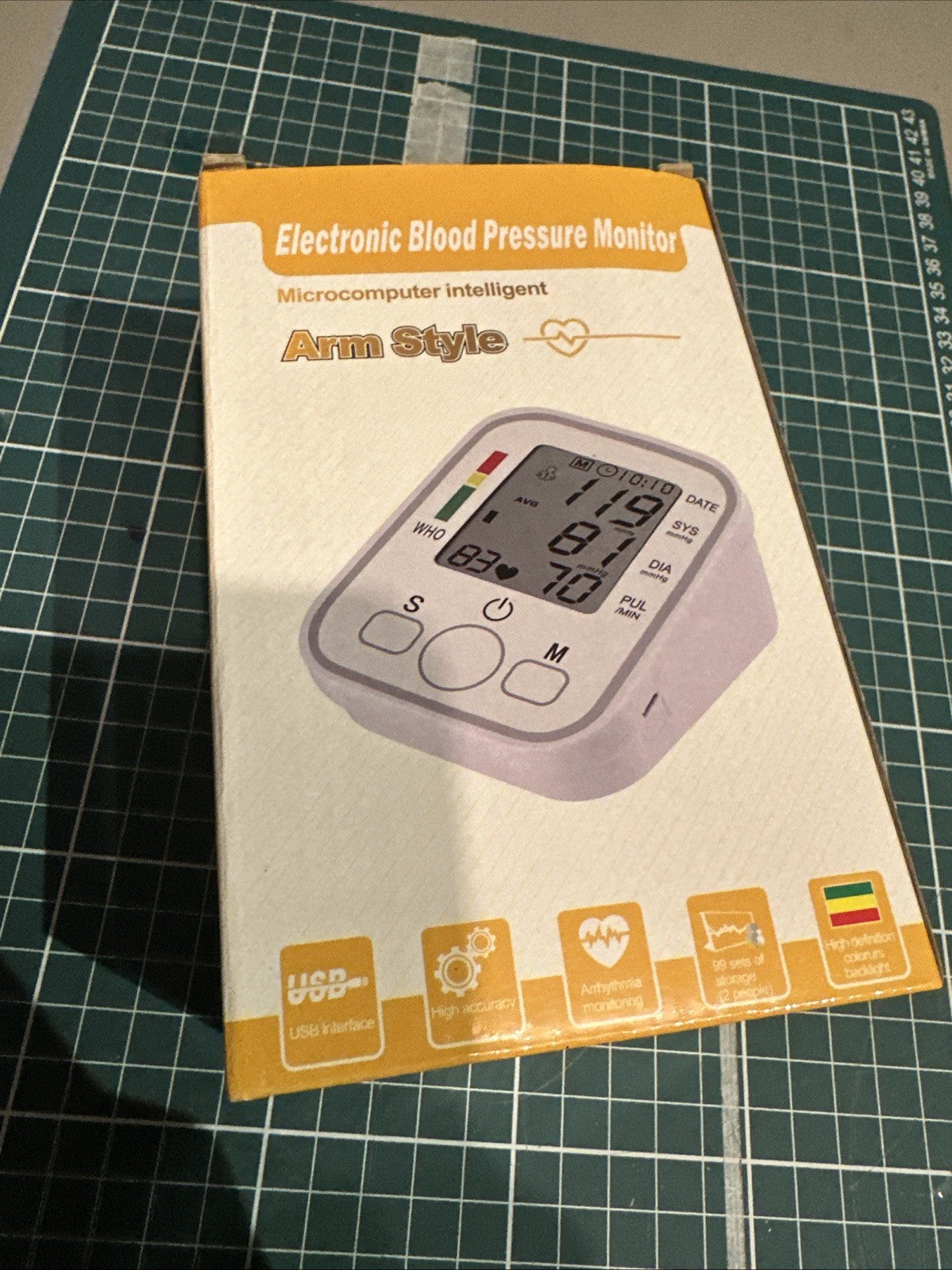 Automatic Upper Arm Blood Pressure Monitor Pulse Meter BP Machine Voice Talking